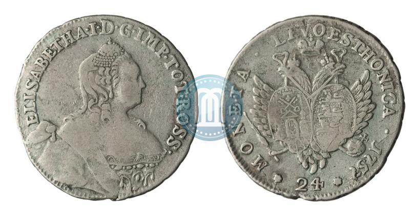 Picture 24 kopecks 1757 year  "For Livonia"