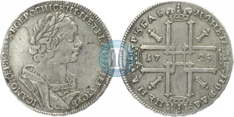 Фото 1 рубль 1725 года  "Портрет в античных доспехах"