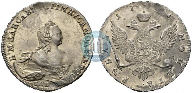 Picture 1 rouble 1754 year СПБ-IМ "Portrait by Benjamin Scott"