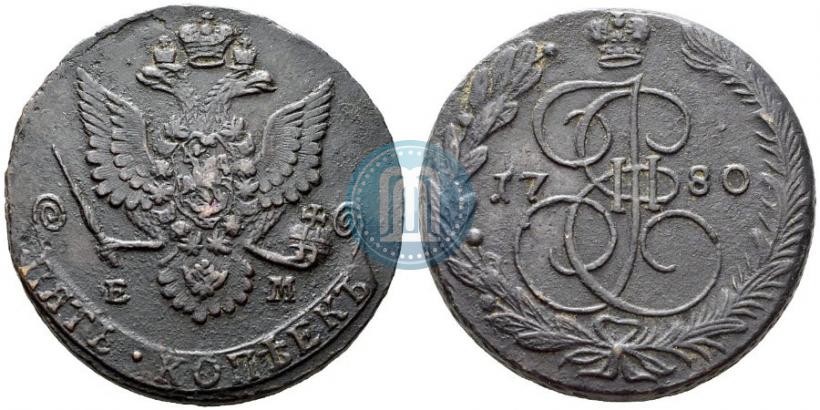 Picture 5 kopecks 1780 year ЕМ 