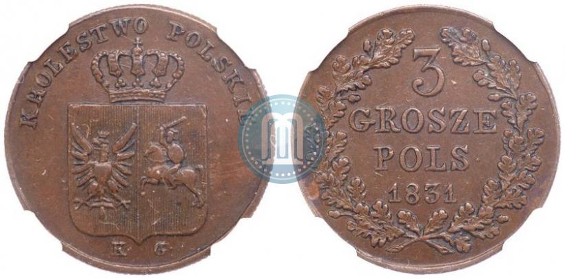 Фото 3 гроша 1831 года KG "Польское восстание"