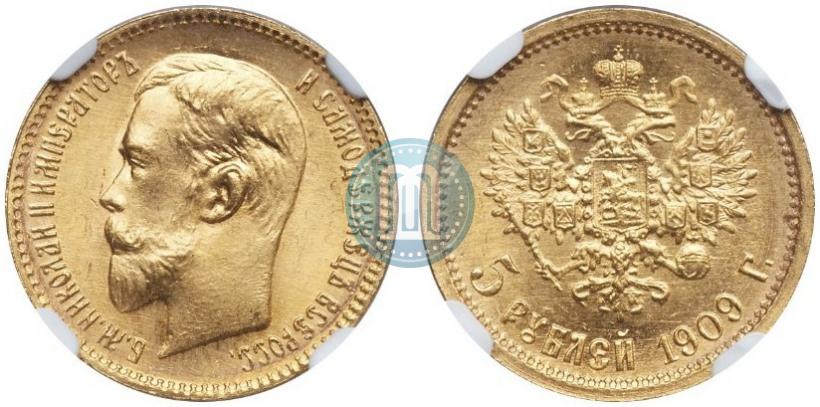 Picture 5 roubles 1909 year (ЭБ) 