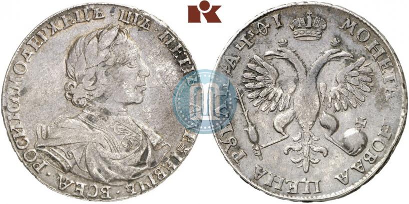 Фото 1 рубль 1719 года OK-L "Портрет в латах"
