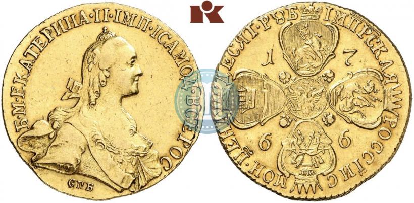 Фото 10 рублей 1766 года СПБ 