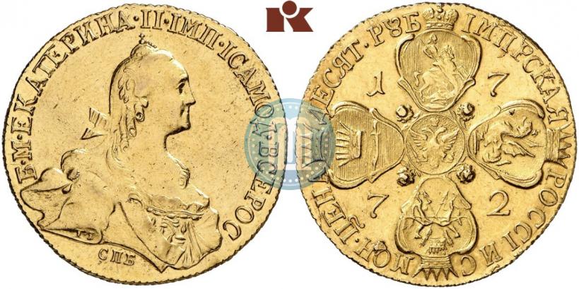 Фото 10 рублей 1772 года СПБ 