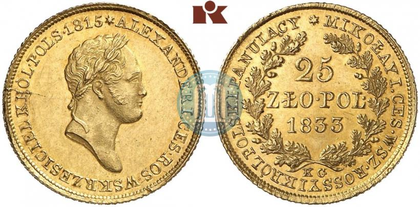 Picture 25 złotych 1833 year KG 
