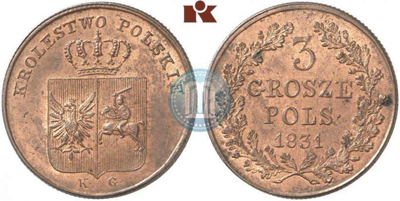 Picture 3 grosze 1831 year KG "Polish uprising"