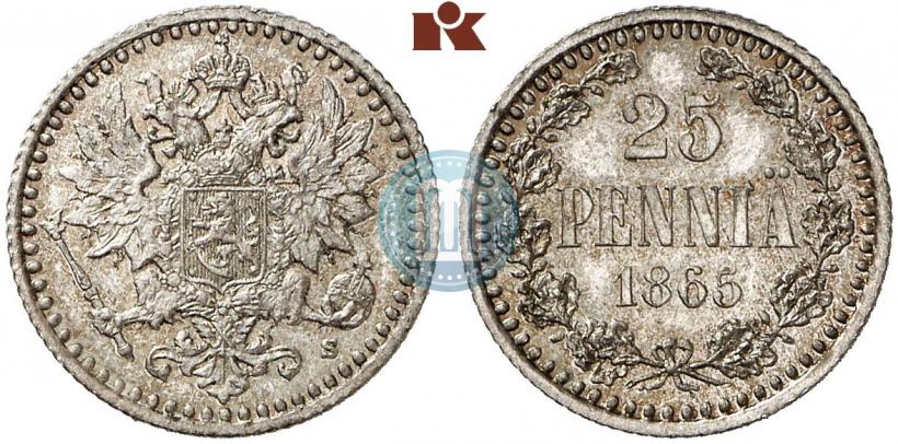 Фото 25 пенни 1865 года S 