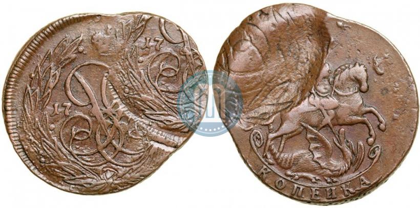 Picture 1 kopeck 1757 year  