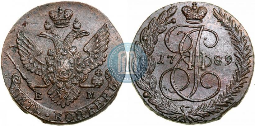 Picture 5 kopecks 1789 year ЕМ 