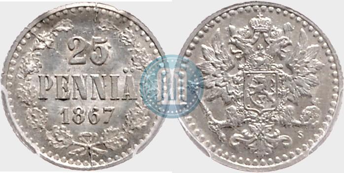 Фото 25 пенни 1867 года S 