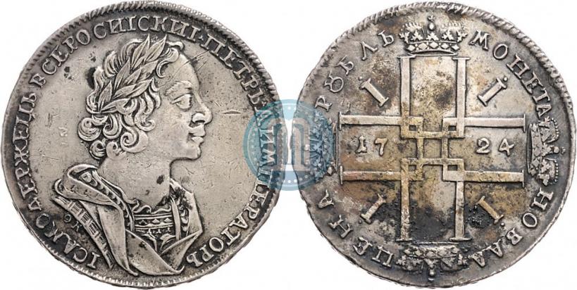 Фото 1 рубль 1724 года OK "Портрет в античных доспехах"