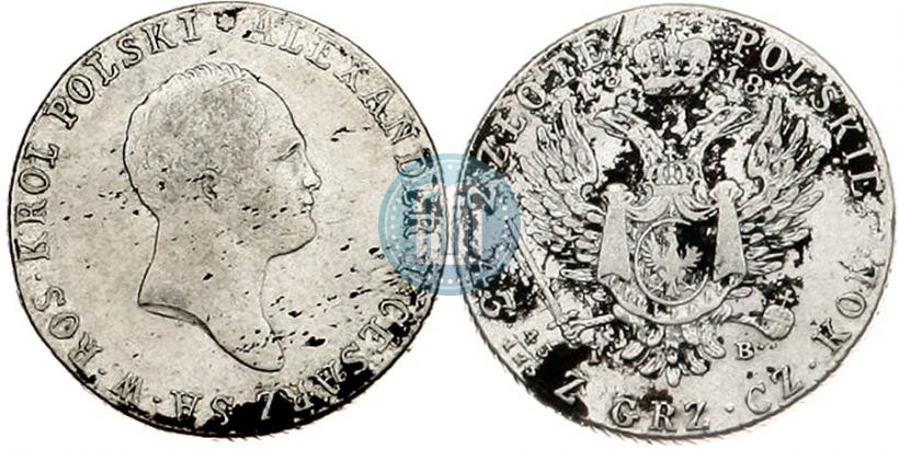 Фото 2 злотых 1818 года IB 