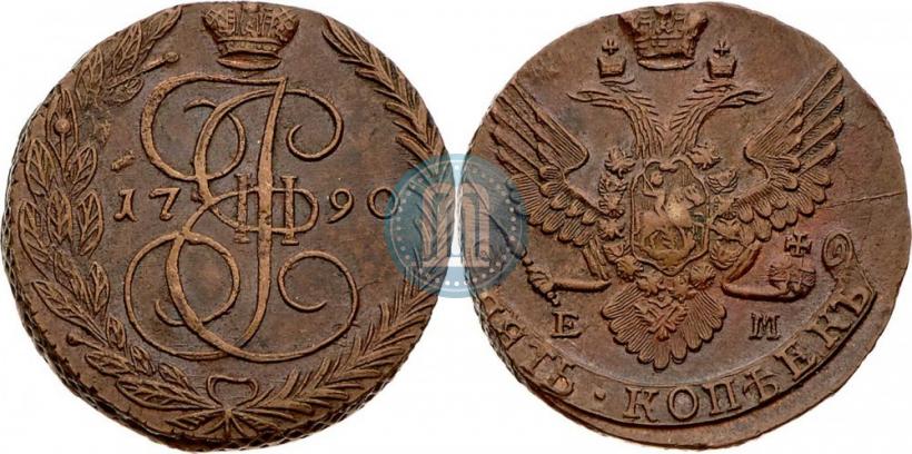 Фото 5 копеек 1790 года ЕМ 