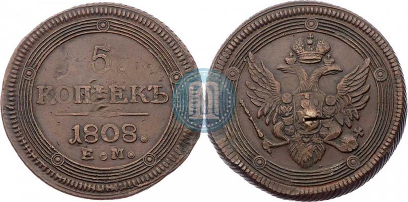 Picture 5 kopecks 1808 year ЕМ 