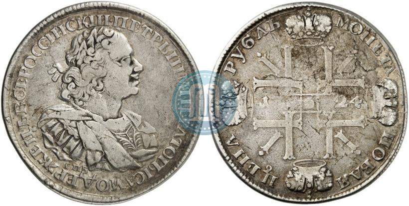Picture 1 rouble 1724 year СПБ "Sun rouble, portrait with shoulder straps"