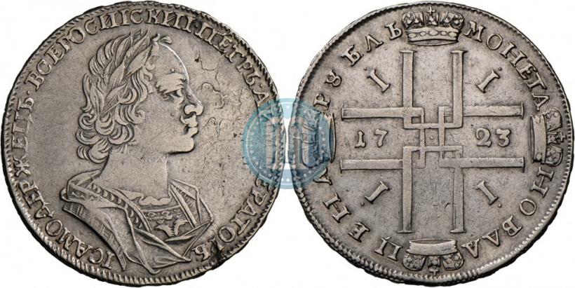 Фото 1 рубль 1723 года  "Портрет в античных доспехах"