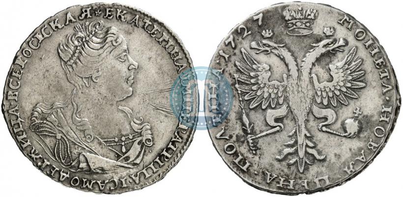 Picture Poltina 1727 year  "Moscow type, portrait turned to the right"