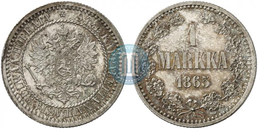Picture 1 markka 1865 year S 