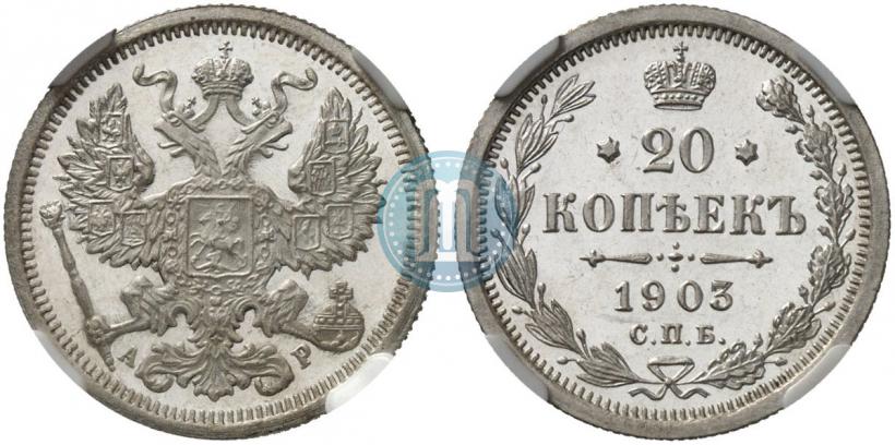 Picture 20 kopecks 1903 year СПБ-АР 