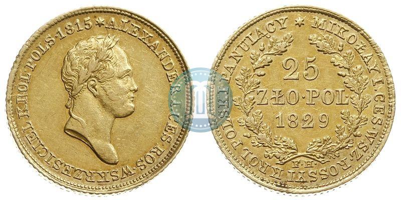Фото 25 злотых 1829 года FH 