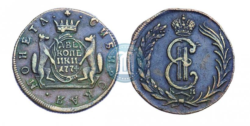 Picture 2 kopecks 1774 year КМ 
