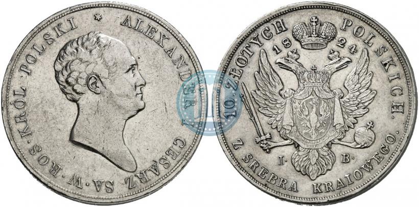 Picture 10 złotych 1824 year IB 