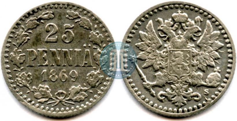 Picture 25 pennia 1869 year S 
