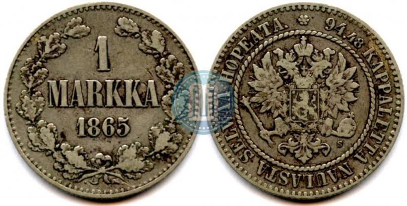Picture 1 markka 1865 year S 
