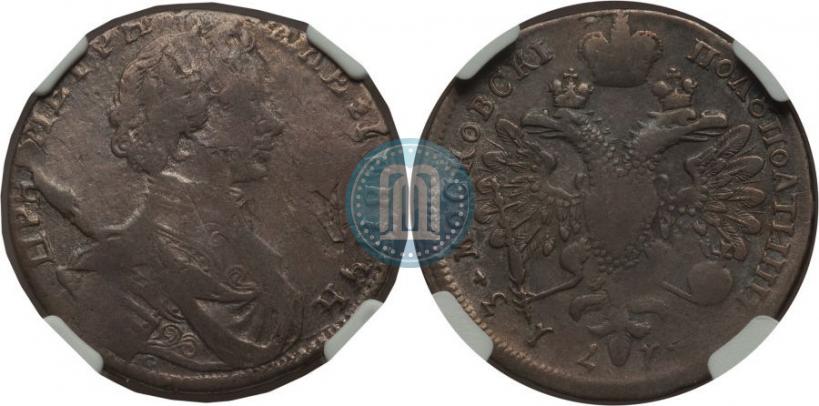Фото Полуполтинник 1713 года G "Портрет работы С. Гуэна"