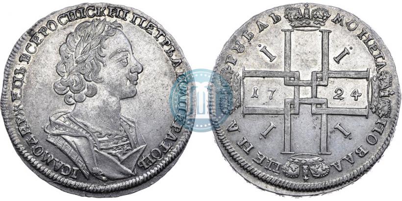 Фото 1 рубль 1724 года  "Портрет в античных доспехах"
