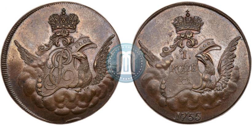 Фото 1 копейка 1755 года  