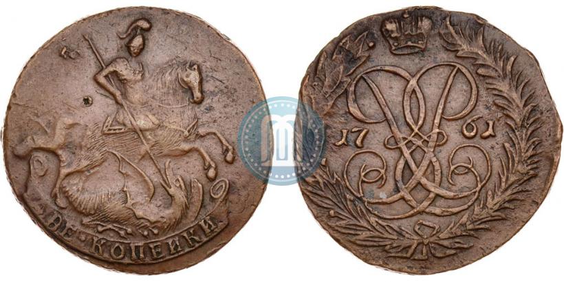Фото 2 копейки 1761 года  "Номинал под Св. Георгием"