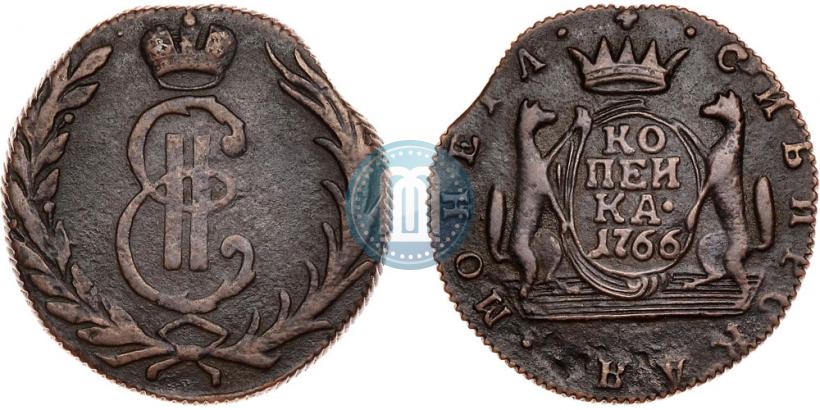 Picture 1 kopeck 1766 year  