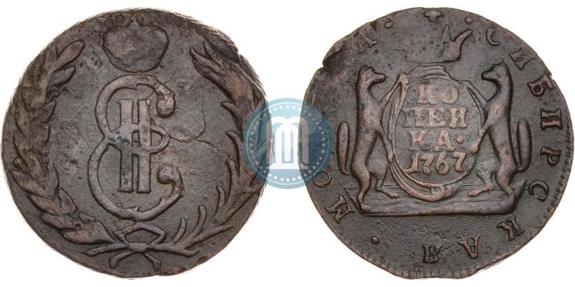 Picture 1 kopeck 1767 year  