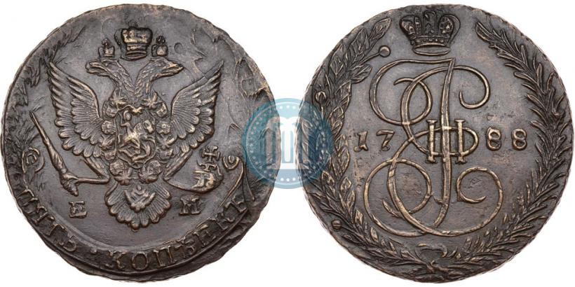 Picture 5 kopecks 1788 year ЕМ 