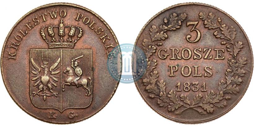 Picture 3 grosze 1831 year KG "Polish uprising"