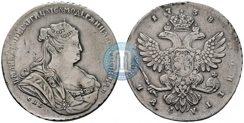 Фото 1 рубль 1738 года СПБ "Петербургский тип"