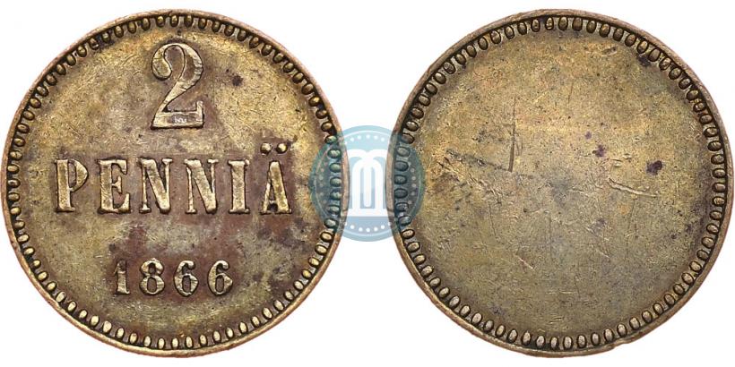 Picture 2 pennia 1866 year  "Pattern"