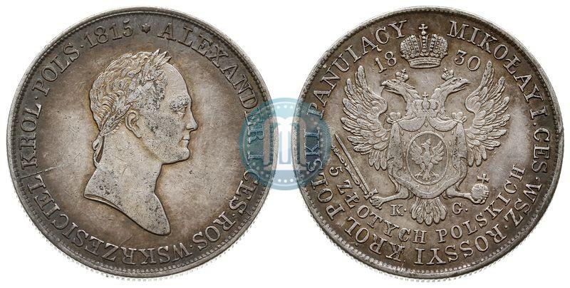 Picture 5 złotych 1830 year KG 