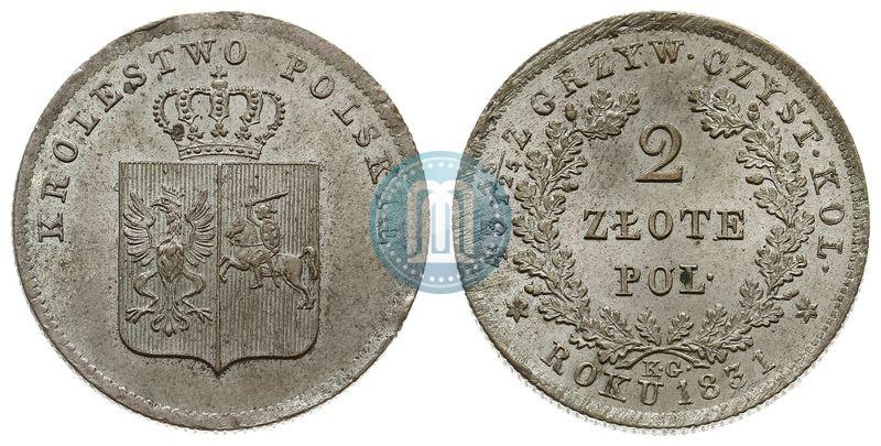 Picture 2 złote 1831 year KG "Polish uprising"