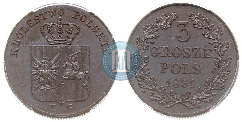 Picture 3 grosze 1831 year KG "Polish uprising"