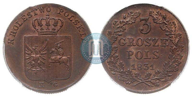 Picture 3 grosze 1831 year KG "Polish uprising"