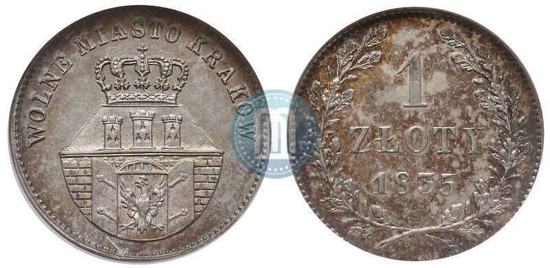 Picture 1 złoty 1835 year  "Free city of Kraków"