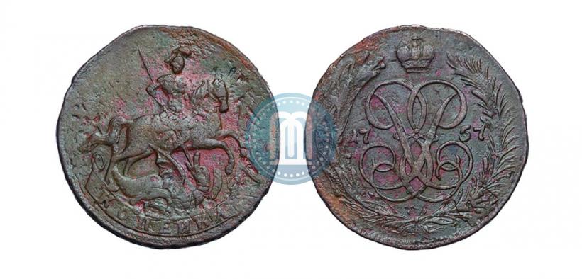 Picture 1 kopeck 1757 year  
