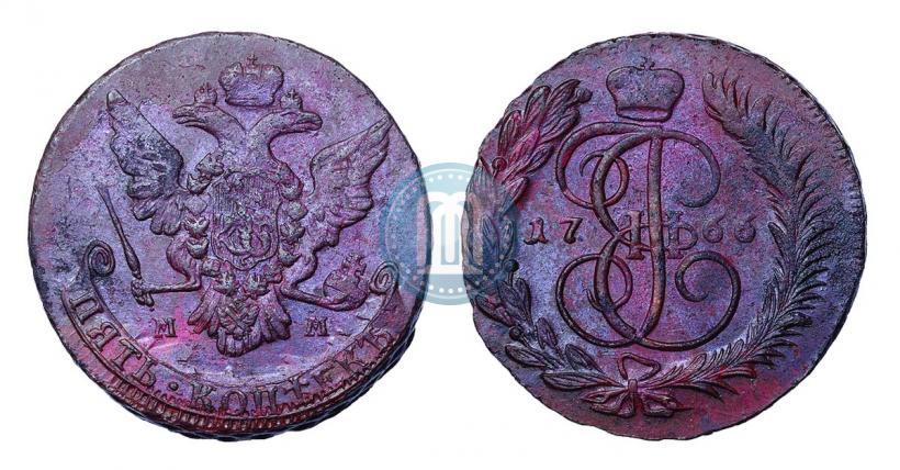Фото 5 копеек 1766 года ММ 
