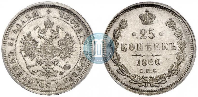 Фото 25 копеек 1880 года СПБ-НФ 