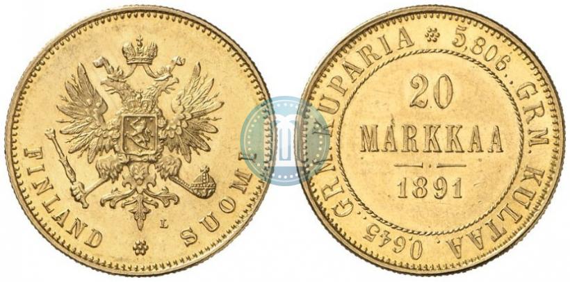 Picture 20 markkaa 1891 year L 