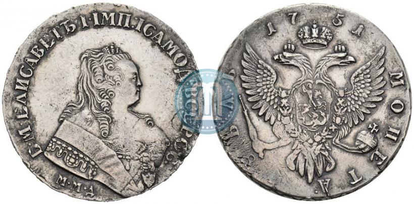 Фото 1 рубль 1751 года ММД 