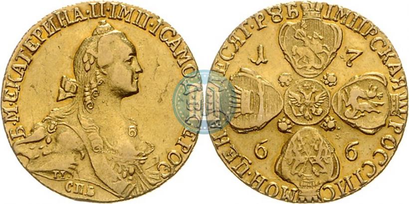 Фото 10 рублей 1766 года СПБ 